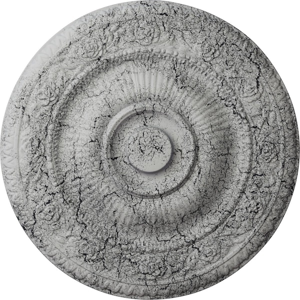 Ekena Millwork Neuveau Ceiling Medallion (Fits Canopies up to 6 3/8"), 24 1/4"OD x 2"P, Ultra Pure White Crackle CM24NAUWC - main